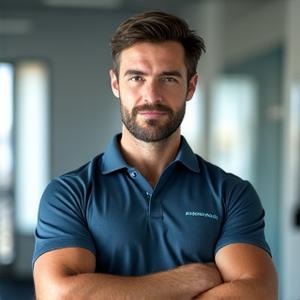 Portret Miloša Jovanovića, fizioterapeuta, sa profesionalnim i vedrim izrazom lica.
