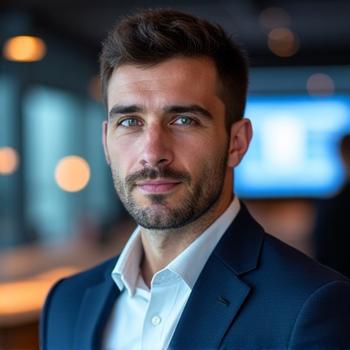Portret Stefana Jovanovića, tehničkog direktora Vitališta. Izgleda inovativno i fokusirano.