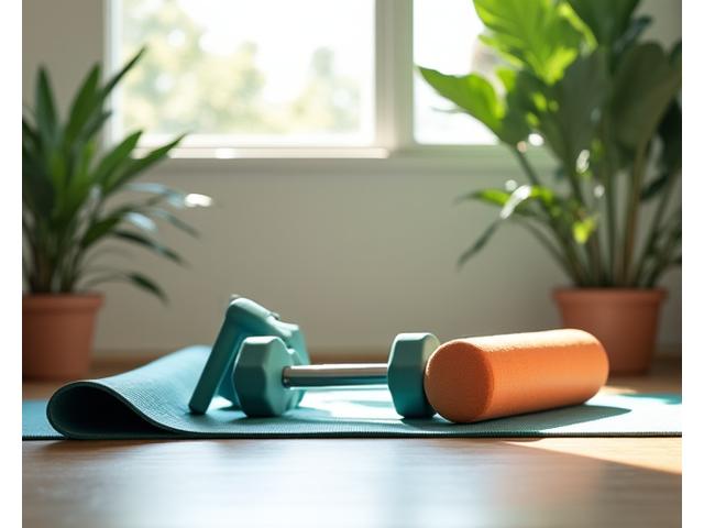 Oprema za fitnes i oporavak, tegovi i prostirka za vežbanje