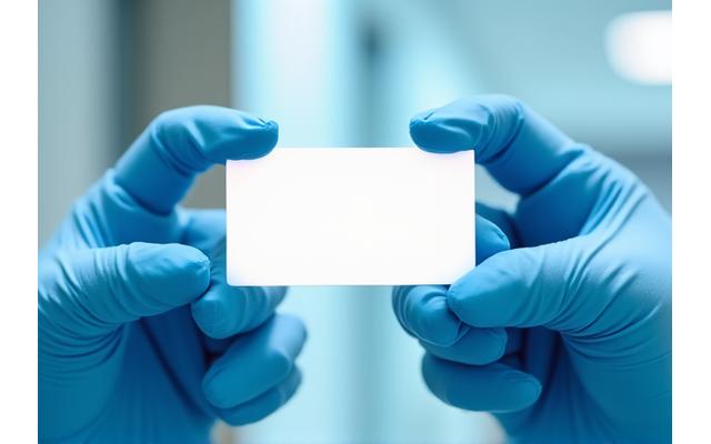 Ruke medicinskog radnika koji drži praznu etiketu upozorenja, simbolizujući odricanje odgovornosti za medicinske savete.